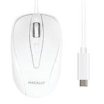 Macally UCTURBO 3 Button USB-C Wired Mouse for MacBook, MacBook Pro, white