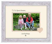 Grandma Photo Frame Special Grandma Love You Double Mounted Quality Gift (Shabby Chic Frame Cream Mount Beige Inside)