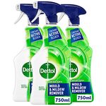 Dettol Mould Remover, Multipack of 3 X 750ml, Total 2.25L, Mould And Mildew Remover, Mould Spray, Bleach Spray, Bathroom Mould Remover, Antibacterial, Disinfectant, Household Cleaners