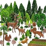 70pcs Mixed Model Trees, OrgMemory Ho Scale Bushes with Animals Figures, Plastic Trees for Projects 1.5-6 inch(4-16 cm), Model Train Scenery