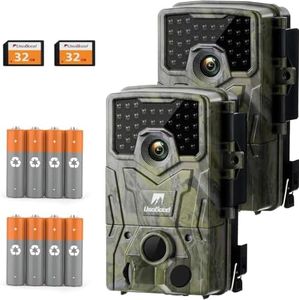 Trail Camera 36MP 2K 30fps, usogood 2pcs Night Vision Game Cameras with Motion Activated Hunting Cam Waterproof with Infrared LED for Outdoor Security