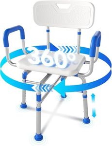 Swivel Shower Chair with Arms and Back, Adjustable Shower Seat for Inside Shower & Bathtub, 360° Rotating Bath Chair for Elderly, Disabled, Handicap, Bariatric, Pregnant