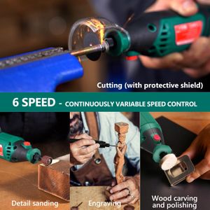 HYCHIKA 170W Rotary Tool Kit – Variable Speed, Flex Shaft, 173 Accessories