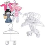 Dress Along Dolly Doll Full-Outfit Clothes Hangers for 18" Doll Clothes- 12pk - Unique Design Holds Your Top & Bottom at Once Including Dresses, Pants, Shirts, Skirts & Accessories (White)