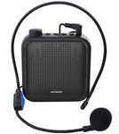 Voice Amplifier, 12W Rechargeable PA system (1200mAh) With Wired Microphone for Teachers, Tour Guide and more (Black)