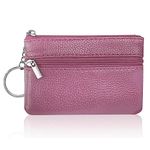 Aucuu Coin Purse Leather Zipper Wallet Card Holder Key Case Women Mini Wallet, with 3 Compartments & Keychain, Small & Lightweight, Easy to Carry, 12 * 8 CM