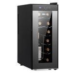 Barcool VINO12 – Table-Top Slim Wine Cooler Fridge Black | 5-18°C | 12 Bottle Wine Fridge | LED + Digital Display | UV-Tempered Glass Door Drinks Cellar | Single-Zone