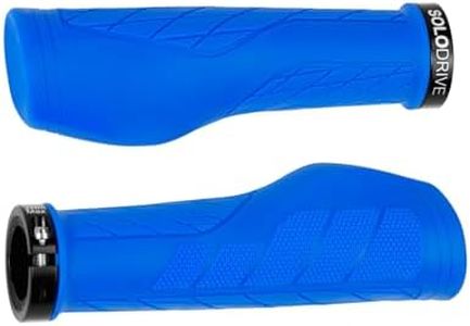 SOLODRIVE Ergonomic Design Mountain Bike Grips, Comfortable Bicycle Handlebar Grips, Single Lock-on and Non-Slip MTB Handle, Fit MTB, E-Bike, Hybrid, Scooter (Blue)