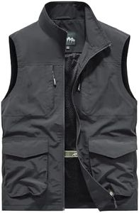 Btmpmcs Chaleco de Pesca para Hombre Reportero al Aire Libre Chalecos Multibolsillos casual transpirable Chaleco sin Mangas Acampa fotografía Chaqueta Viajes Deportes Chalecos