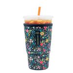 Java Sok Reusable Neoprene Insulator Sleeve for Iced Coffee Cups (Black English Garden Picnic,"Large, 30-32oz")