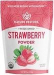 Nature Restore USDA Certified Organic Freeze Dried Strawberry Powder, 8 Ounces, Non GMO, Gluten Free, Vegan