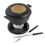 Swissmar Lucerne 10 Piece Cast Iron Fondue Set - Ideal for Melting Cheese, Chocolate, & Meat - Perfect for Kitchen Collection & Wedding Gift Giving - 2 Litre / 2 Quart - Matte Black