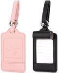 Arae Luggage Tags for Suitcase Handbags Backpacks, PU Leather Baggage Tag with ID Label and Full Privacy Protection Travel Set Accessories - 2 Packs (Mixed)