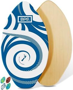 BPS ‘Koru’ 30 inch Skimboards with Colored EVA Grip Pad and High Gloss Clear Coat | Wooden Skim Board with Grip Pad for Kids and Adults | Dark Blue with White Accent