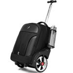 GOTECH Rolling Backpack,Waterproof Backpack with Wheels for Business and Travel Commuter, Carry on Backpack, Wheeled Backpack, Black-S, 18IN, Fashionable Silent Large Wheel Trolley Bag