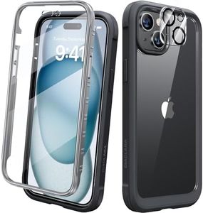 Diaclara Designed for iPhone 15 Case, Full Body Rugged Case with Built-in Touch Sensitive Anti-Scratch Screen Protector, with Camera Lens Protector for iPhone 15 6.1" (Black and Clear)