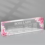 Pinkunn Boss Lady Gifts for Women Inspirational Quotes Office Gifts for Women Acrylic Boss Lady Office Decor Boss Birthday Gifts Boss Appreciation Keepsake and Paperweight for Leader(Classic Style)