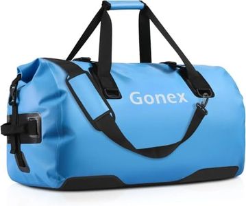 Gonex 60L Extra Large Waterproof Duffle Travel Dry Duffel Bag Heavy Duty Bag with Durable Straps & Handles for Kayaking Paddleboarding Boating Rafting Fishing Light blue