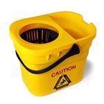 CLEANHOME Collapsible Mop Bucket on Wheels for Industrial Mop Cleaning, Side Press Wringer Combo Commercial Cleaning Caddy Plastic, Suitable for Wet mop,Sponge Mop,Grey