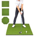 GoSports Golf Hitting Mat | 5x3 Artificial Turf Mat for Indoor/Outdoor Practice | Includes 3 Rubber Tees, Green
