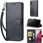 Designed for Samsung Galaxy S21 5G Case Wallet,Women Flip Folio Cover with Embossed PU Leather Stand Credit Card Holders Slots Wrist Strap Phone Case for Samsung S21 5G (Black Cube)