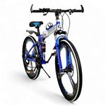 ROAD FASTARS X6 Cycle Foldable Sports Bicycle Mountain Bike/Cycle 26 Inch Carbon Steel Frame Folding Bicycle with 21 Speed Gear and Double Disc Brake. (Unisex) (Blue - White 3 Spoke), Dual