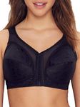 Playtex Women's 18 Hour Front-Close Wirefree Bra w/Flex Back US4695, Black, 48D