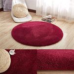 Large Round Lamb Cashmere, Round Area Rugs Solid Super Soft Home Cozy Shaggy Carpet Mat Bedroom Luxurious Furry Floor Pads for Living Room Rug Circular Children Room Nursery,Wine Red,160cm