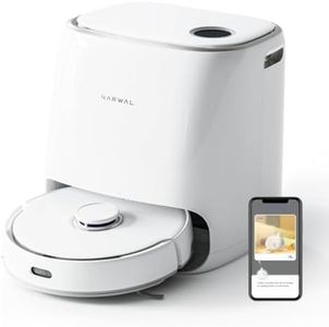 NARWAL Aspirateur Robot Laveur Freo, Lavage & Séchage, Ultra Propre avec Technologie DirtSense, Ajout Automatique de Détergent, Écran LCD, Balayage Intelligent, Trajectoire arquée, WiFi, Colori Blanc