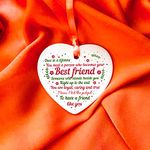 ANLEMIN Christmas Friends Ornaments Personalized Best Friend Heart Shaped Ornament Remembrance Xmas Tree Hanging Sign Decoration Friendship Plaque Tags Crafts Memorial Birthday Gifts (1PCS)