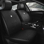 Leather Car Seat Cover Full Set 9PCS Front & Rear Seat Covers with Airbag Compatible Luxurious Auto Seat Covers Universal Fit Most Car Auto Truck SUV B-Black