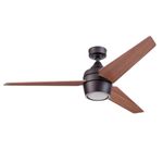 Honeywell Ceiling Fans Eamon, 52 Inch Modern Indoor LED Ceiling Fan with Light, Remote Control, Three Mounting Options, 3 Dual Finish Blades, Reversible Motor - 50603-01 (Bronze)