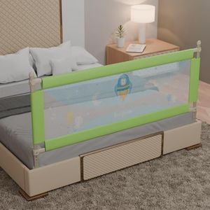 BAYBEE Baby Bed Rail Guard (150x63cm), Bedrail for Baby Toddlers Safety, Portable Kids Bedrail Safeguard Fence with Adjustable Height | Foldable Single Side Bed Protector for Newborn Babies (Green)