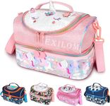 EXILOM Kids Lunch Bag, thermal Insulated Lunch Box for Girls Boys, Insulated Two layer Cooler Bag, Lunch Bag Toddler Teen, School Travel bags, Water Bottle and lunch box Holder with Adjustable Strap