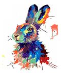 Paint by Numbers Kits for Adults Children,Colorful hare animal rabbit,DIY Canvas Oil Painting Kit for Kids and Beginner,11.8 * 16 inch Without Frame