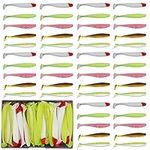 Funzhan 50Pcs Soft Lures Swimbaits Fishing Bass Plastic Paddle Tail Luya Bait Portable Box Proven Colors for Trout Salmon Redfish Freshwater Saltwater