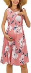 OUGES Womens Sleeveless Summer Floral Maternity Dresses Nursing Gown Breastfeeding Clothes(Floral07,M)