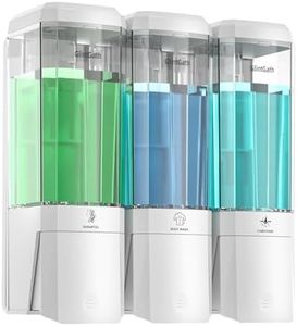 Shampoo and Conditioner Dispenser,GlintGath Shower Dispenser 3 Chamber No Drill Shampoo Dispenser for Shower Wall Mounted Shower Soap Dispenser for Bathroom Hotel,Large Capacity 3 * 500ML,White1