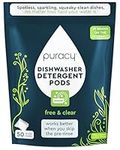 Puracy Dishwasher Pods, 50 Count, Natural Dishwasher Detergent, Free & Clear Enzyme-Powered Automatic Dishwasher Pod, Spot and Residue-Free Dish Tabs, 2-in-1 Dishwasher Soap and Rinse Aid