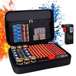 Fireproof Battery Organizer Storage Case with Tester BT-168 (Batteries are Not Included), Waterproof & Explosion-Proof Safe Bag, Carrying Container Bag - Holds 210+ Batteries AA AAA C D 9V