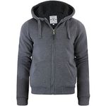 BRAVE SOUL Men's Winter Hooded Work Jacket with Sherpa Fleece Lining and Borg Hood, 2023 Dark Grey, XL