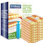 STORAGE MASTER Vacuum Storage Bags, 8-pack Medium Size Space Saver Bags 80% More Storage Space with Hand Pump (Medium 8 Pack)