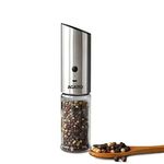 AGARO Gravity Salt & Pepper Automatic Grinder, Refillable,Adjustable Coarseness,Gravity Electric Salt Pepper Mill & Shaker, Rechargeable Stainless Steel