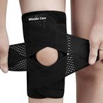 Wonder Care Adjustable Wrap Knee Support Brace, Air Mesh Fabric Knee Brace Cap for Pain Relief, Sports, Arthritis, Running Protection for Men & Women - 17 Inch Medium (1 Piece)