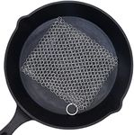 BabriInta Cast Iron Scrubber 6 Inch Stainless Steel Scrubber Cast Iron Cleaner Household Chain Scrubber for Cast Iron Pans, Skillet, Wok, Pot, Dutch Ovens Chainmail Scrubber