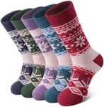 SIMIYA 5 Pairs Merino Wool Socks for Women Winter Thick Warm Hiking Socks Women Thermal Crew Cushion Socks