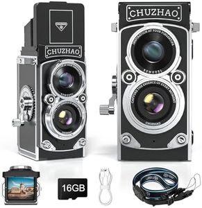 Retro Mini Digital Camera, 1080P FHD Video 12MP Autofocus Vlogging Camera with 16 GB Card, Black and White Filter, Point and Shoot Digital Camera for Beginners Teens Adults Kids