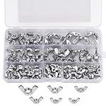 Belle Vous 100 Pieces Butterfly Wing Nut Assortment Kit - Metric M3, M4, M5, M6, M8 and M10 Thread Sizes - 304 Stainless Steel Fastener Screw Parts - Silver-Toned Wing Nut Tools for DIY