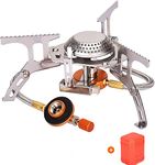 BISONBERG Camping Stove Burner | Portable Gas Stove | Butane Gas Burner For Outdoor Camping, Hiking, Picnic, Mini gas stove, Stainless Steel body | Folding Furnace, Camping Equipment With Pouch A20