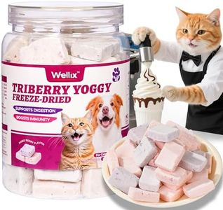 Wellix 4.23oz Yogurt Freeze Dried Treats for Cats&Dogs - Health Cat Treats for Indoor Cats - High Protein for Freeze Dried Chicken - Triberry Flavor Training Kitten Snacks or Puppy Treats